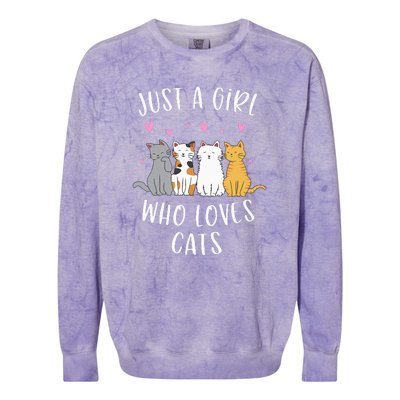 Just A Girl Who Loves Cats Cute Cat Lover Colorblast Crewneck Sweatshirt