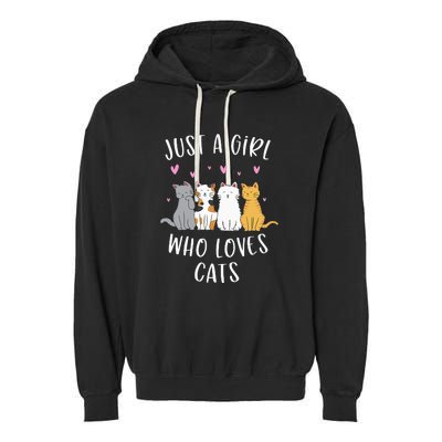 Just A Girl Who Loves Cats Cute Cat Lover Garment-Dyed Fleece Hoodie