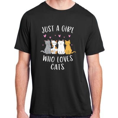 Just A Girl Who Loves Cats Cute Cat Lover Adult ChromaSoft Performance T-Shirt