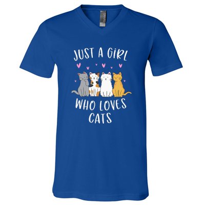 Just A Girl Who Loves Cats Cute Cat Lover V-Neck T-Shirt