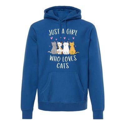 Just A Girl Who Loves Cats Cute Cat Lover Premium Hoodie