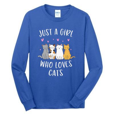 Just A Girl Who Loves Cats Cute Cat Lover Tall Long Sleeve T-Shirt