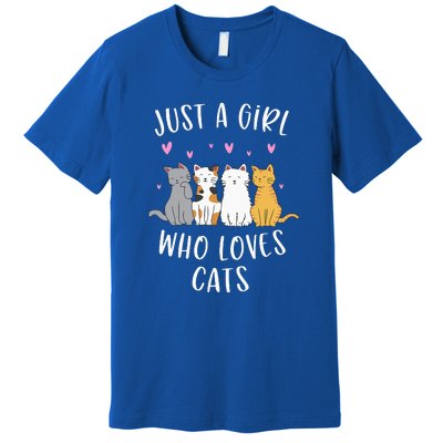 Just A Girl Who Loves Cats Cute Cat Lover Premium T-Shirt