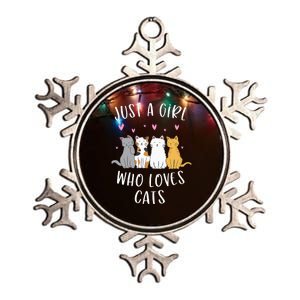 Just A Girl Who Loves Cats Cute Cat Lover Metallic Star Ornament