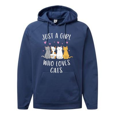 Just A Girl Who Loves Cats Cute Cat Lover Performance Fleece Hoodie