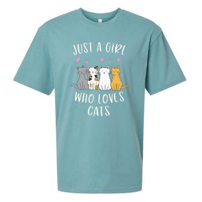 Just A Girl Who Loves Cats Cute Cat Lover Sueded Cloud Jersey T-Shirt