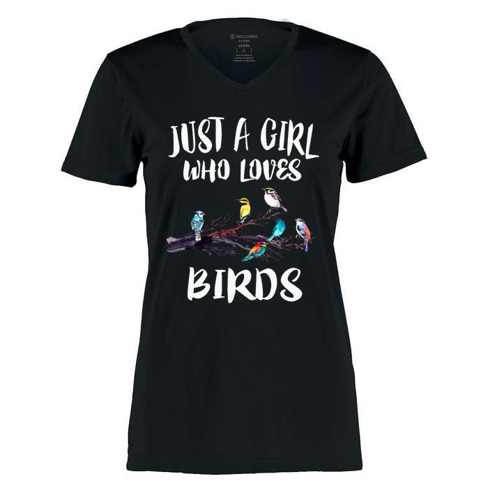 Just A Girl Who Loves Birds Birding Bird Watching Gift Women's Momentum V-Neck T-Shirt