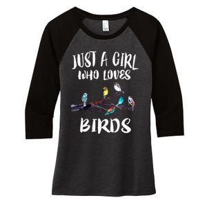 Just A Girl Who Loves Birds Birding Bird Watching Gift Women's Tri-Blend 3/4-Sleeve Raglan Shirt