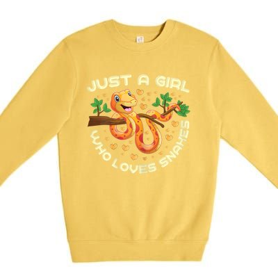 Just A Girl Who Loves Snakes Funny Snake Lover Gifts Premium Crewneck Sweatshirt