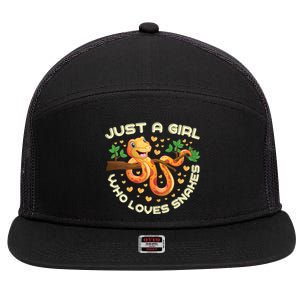 Just A Girl Who Loves Snakes Funny Snake Lover Gifts 7 Panel Mesh Trucker Snapback Hat