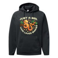 Just A Girl Who Loves Snakes Funny Snake Lover Gifts Performance Fleece Hoodie