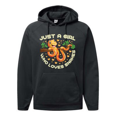 Just A Girl Who Loves Snakes Funny Snake Lover Gifts Performance Fleece Hoodie