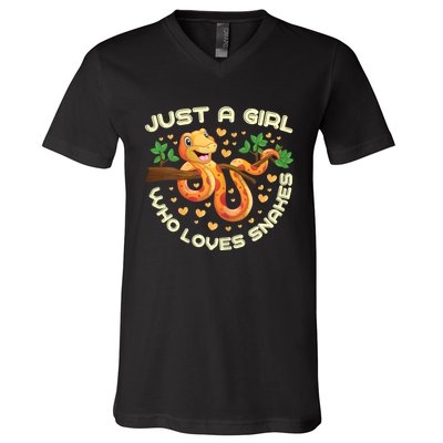 Just A Girl Who Loves Snakes Funny Snake Lover Gifts V-Neck T-Shirt