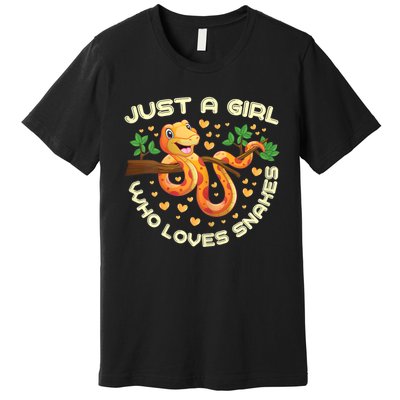 Just A Girl Who Loves Snakes Funny Snake Lover Gifts Premium T-Shirt