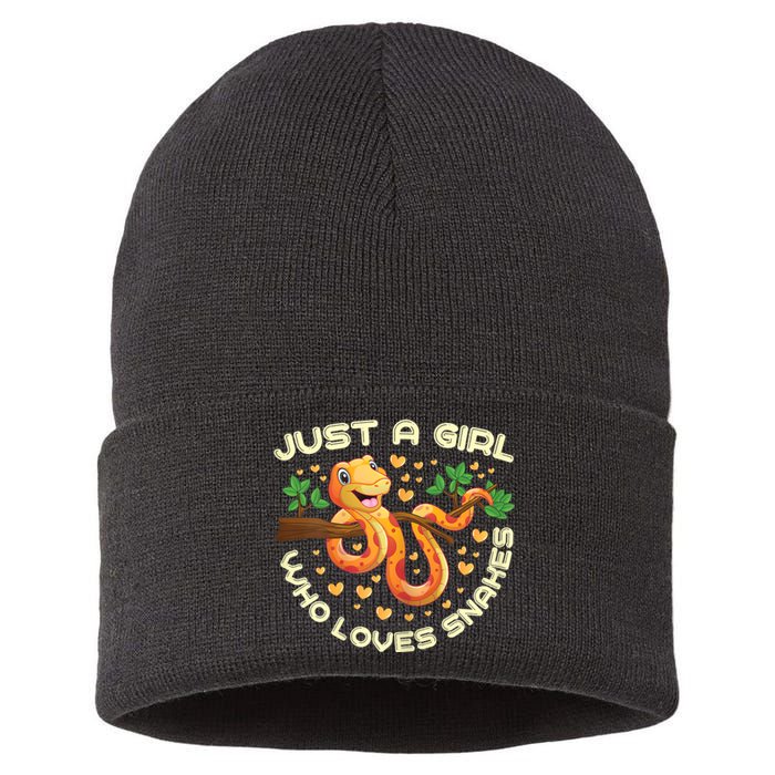 Just A Girl Who Loves Snakes Funny Snake Lover Gifts Sustainable Knit Beanie