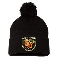 Just A Girl Who Loves Snakes Funny Snake Lover Gifts Pom Pom 12in Knit Beanie