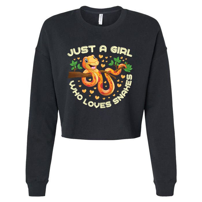 Just A Girl Who Loves Snakes Funny Snake Lover Gifts Cropped Pullover Crew