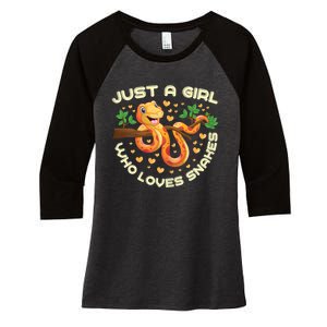 Just A Girl Who Loves Snakes Funny Snake Lover Gifts Women's Tri-Blend 3/4-Sleeve Raglan Shirt