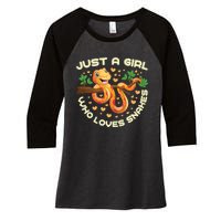 Just A Girl Who Loves Snakes Funny Snake Lover Gifts Women's Tri-Blend 3/4-Sleeve Raglan Shirt