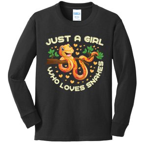 Just A Girl Who Loves Snakes Funny Snake Lover Gifts Kids Long Sleeve Shirt