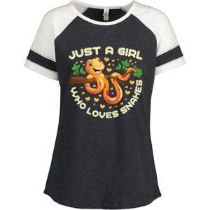 Just A Girl Who Loves Snakes Funny Snake Lover Gifts Enza Ladies Jersey Colorblock Tee