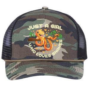 Just A Girl Who Loves Snakes Funny Snake Lover Gifts Retro Rope Trucker Hat Cap