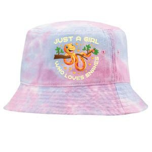 Just A Girl Who Loves Snakes Funny Snake Lover Gifts Tie-Dyed Bucket Hat