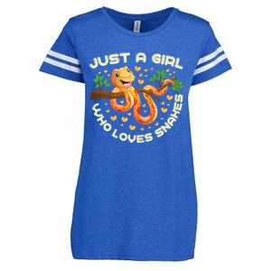 Just A Girl Who Loves Snakes Funny Snake Lover Gifts Enza Ladies Jersey Football T-Shirt