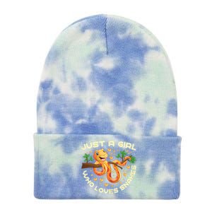 Just A Girl Who Loves Snakes Funny Snake Lover Gifts Tie Dye 12in Knit Beanie