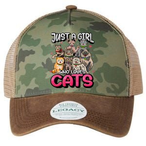 Just A Girl Who Loves Cats Cute Cat Lover Cat Mom Legacy Tie Dye Trucker Hat