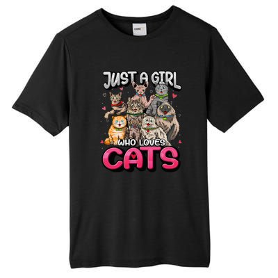 Just A Girl Who Loves Cats Cute Cat Lover Cat Mom Tall Fusion ChromaSoft Performance T-Shirt