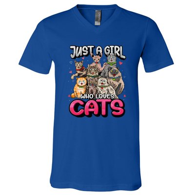 Just A Girl Who Loves Cats Cute Cat Lover Cat Mom V-Neck T-Shirt