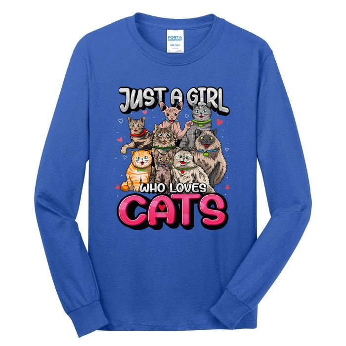 Just A Girl Who Loves Cats Cute Cat Lover Cat Mom Tall Long Sleeve T-Shirt