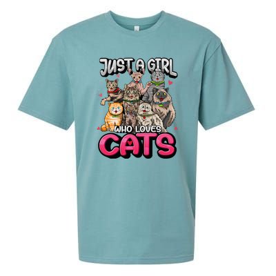 Just A Girl Who Loves Cats Cute Cat Lover Cat Mom Sueded Cloud Jersey T-Shirt