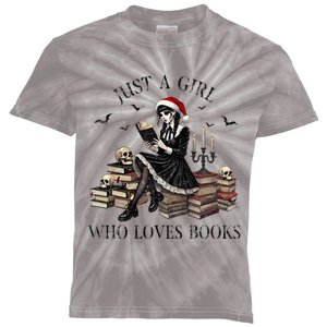 Just A Girl Who Loves Books Halloween Skeleton Christmas Kids Tie-Dye T-Shirt