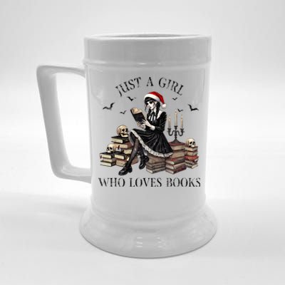 Just A Girl Who Loves Books Halloween Skeleton Christmas Beer Stein