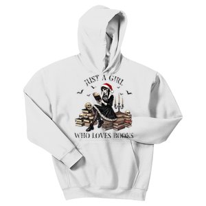 Just A Girl Who Loves Books Halloween Skeleton Christmas Kids Hoodie