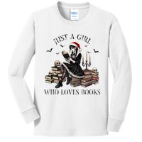 Just A Girl Who Loves Books Halloween Skeleton Christmas Kids Long Sleeve Shirt