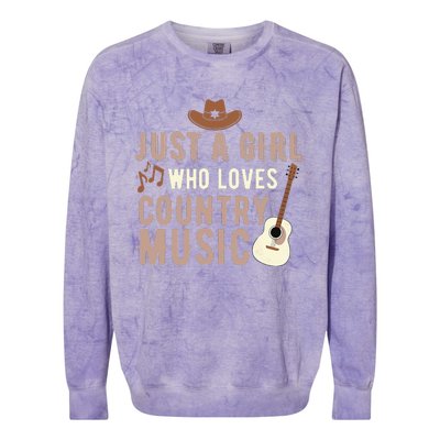 Just A Girl Who Loves Country Music Colorblast Crewneck Sweatshirt