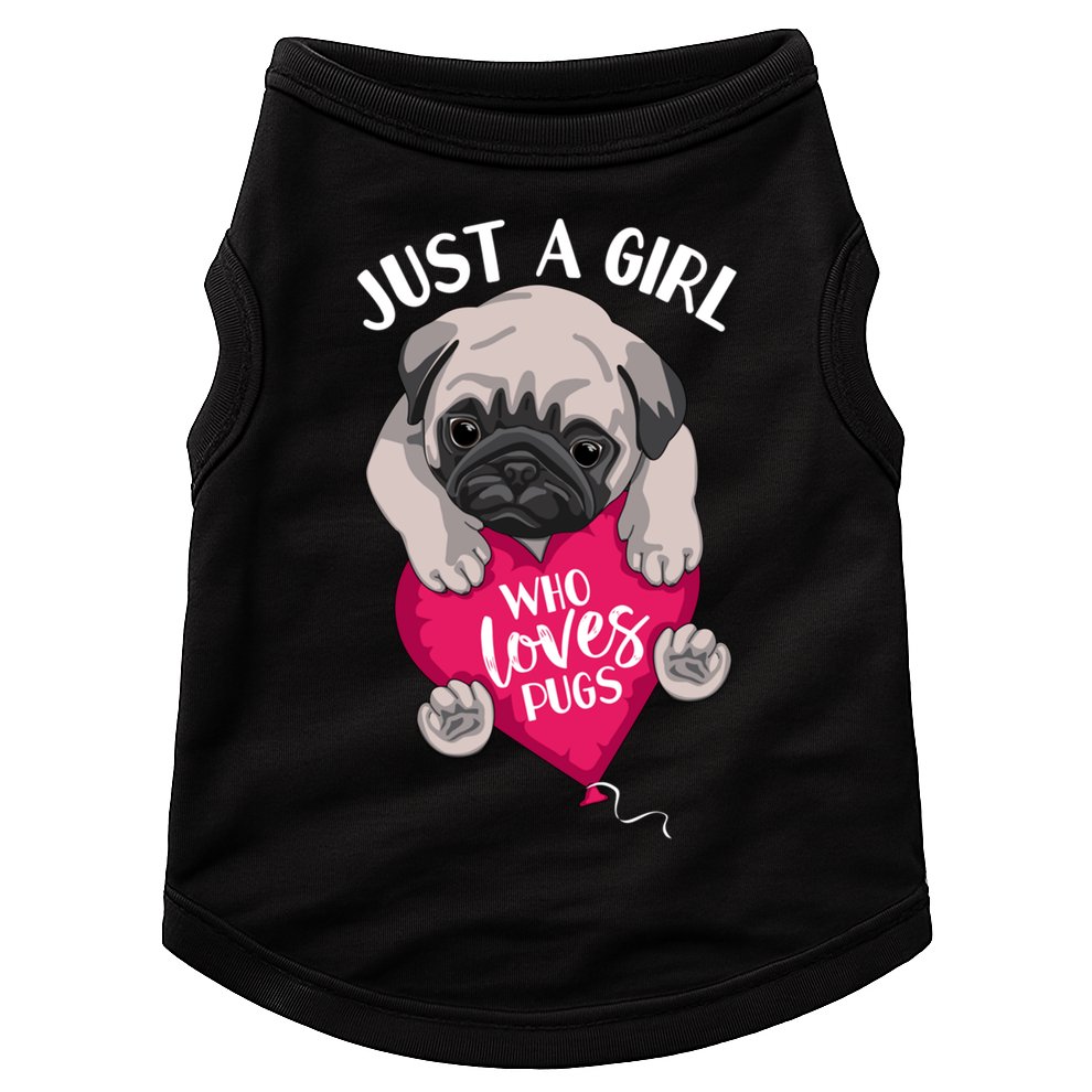 Just A Girl Who Loves Pugs Dog Lovers Cute Pug With Heart Gift Doggie Tank