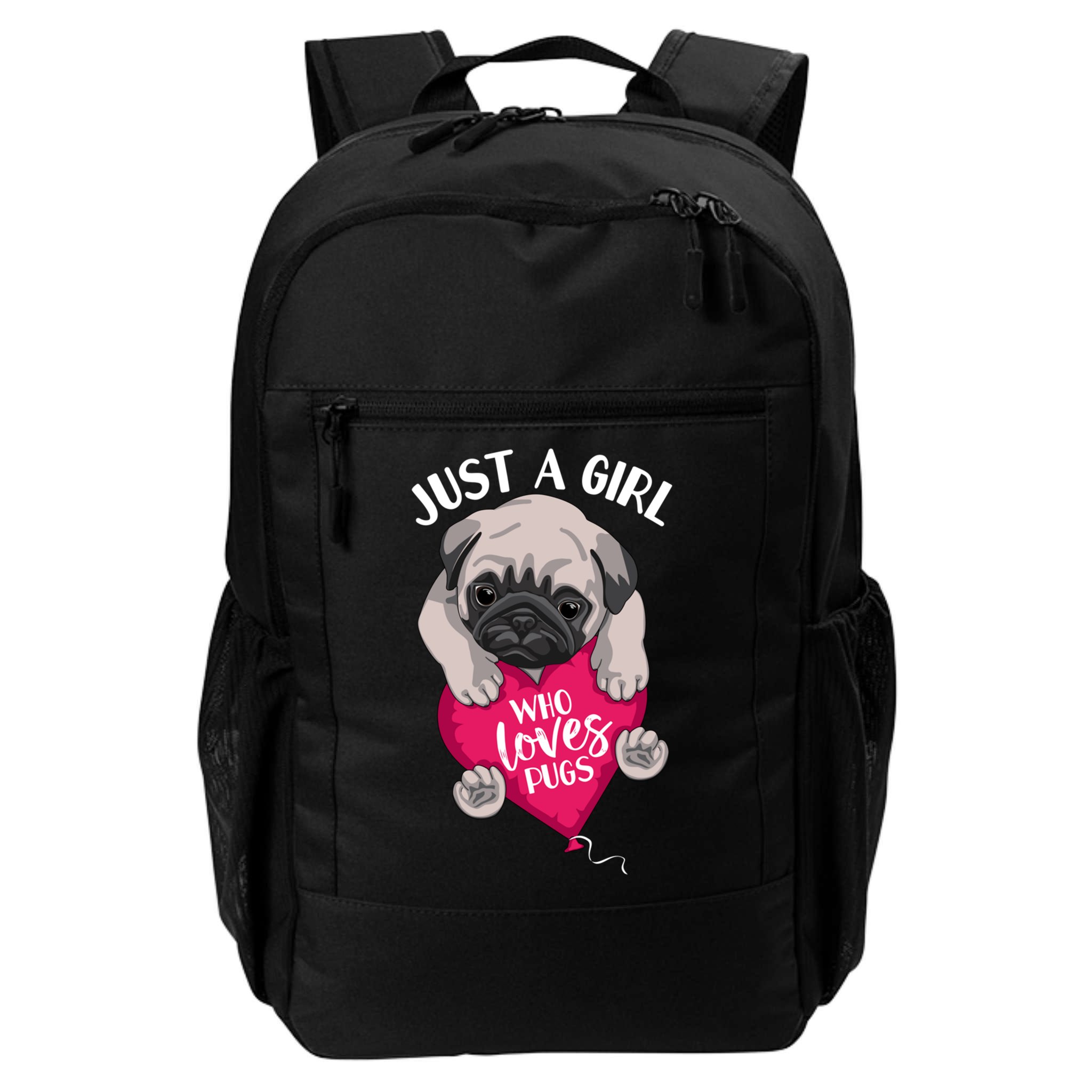Just A Girl Who Loves Pugs Dog Lovers Cute Pug With Heart Gift Backpack