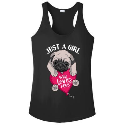 Just A Girl Who Loves Pugs Dog Lovers Cute Pug With Heart Gift Ladies PosiCharge Competitor Racerback Tank