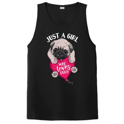 Just A Girl Who Loves Pugs Dog Lovers Cute Pug With Heart Gift PosiCharge Competitor Tank