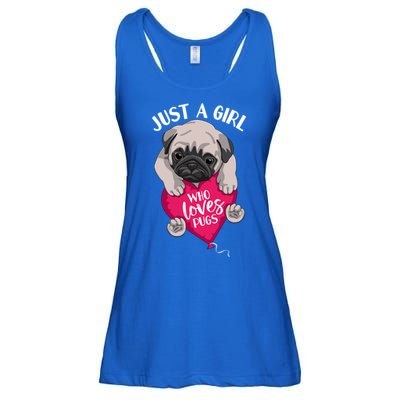 Just A Girl Who Loves Pugs Dog Lovers Cute Pug With Heart Gift Ladies Essential Flowy Tank