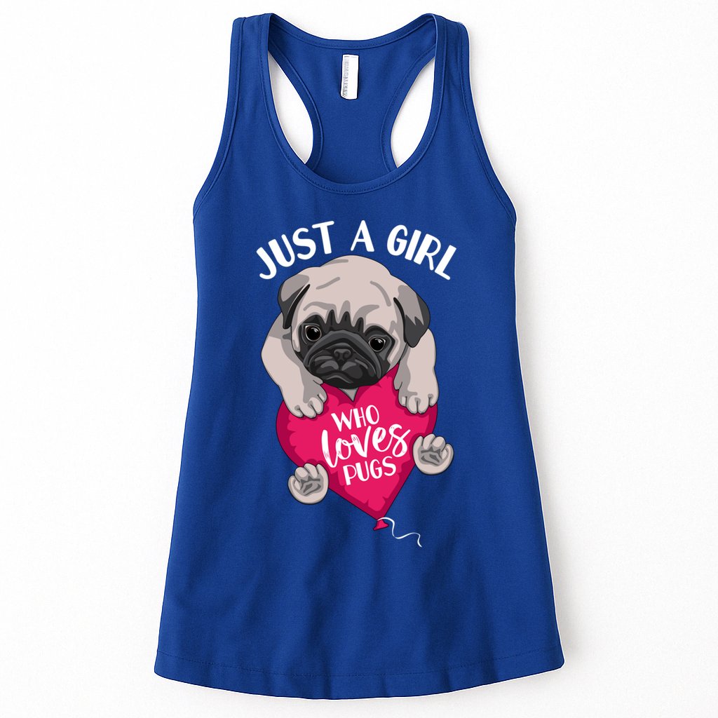 Just A Girl Who Loves Pugs Dog Lovers Cute Pug With Heart Gift Womens Tank Top