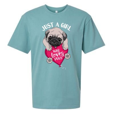 Just A Girl Who Loves Pugs Dog Lovers Cute Pug With Heart Gift Sueded Cloud Jersey T-Shirt