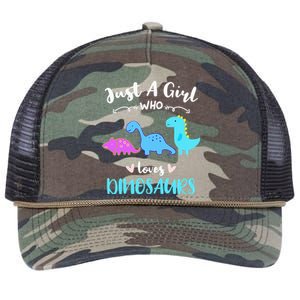 Just A Girl Who Loves Dinosaurs Retro Rope Trucker Hat Cap