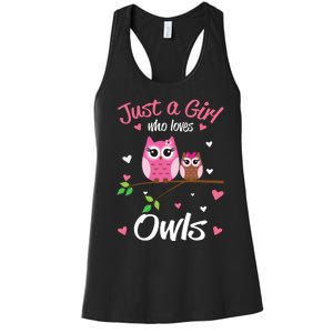 Just A Girl Who Loves Owls Gift For Owls Lover Women's Racerback Tank