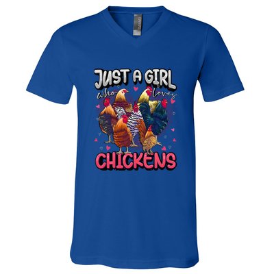 Just A Girl Who Loves Chickens Lover Farmers V-Neck T-Shirt