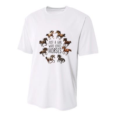 Just A Girl Who Loves Horses Horse Breeds Horseback Riding Youth Performance Sprint T-Shirt